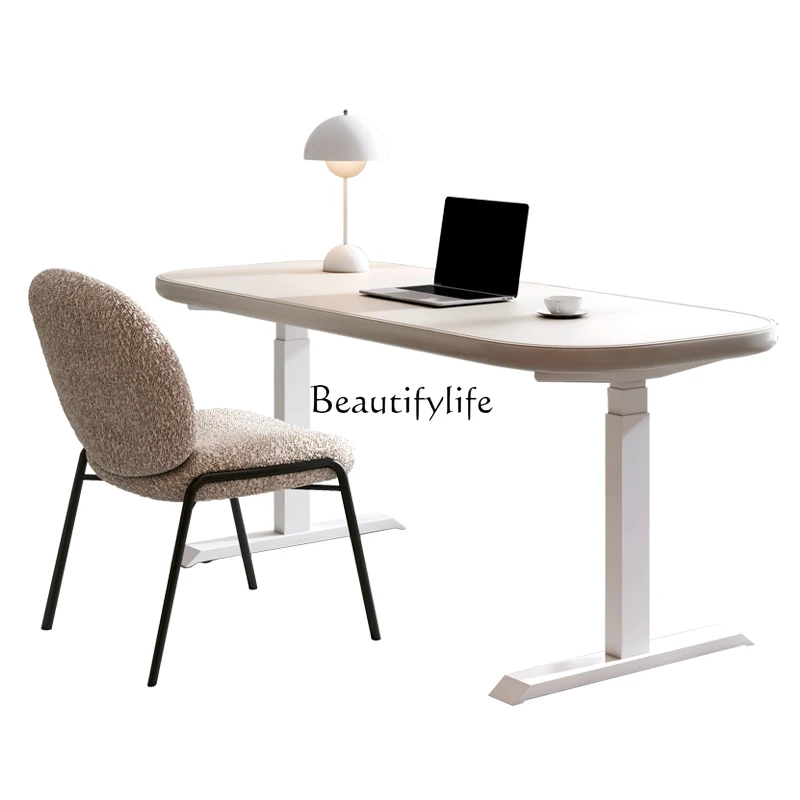 

Cream Wind Minimalist Study Lifting Desk Light Luxury Modern Desk Living Room Study Table