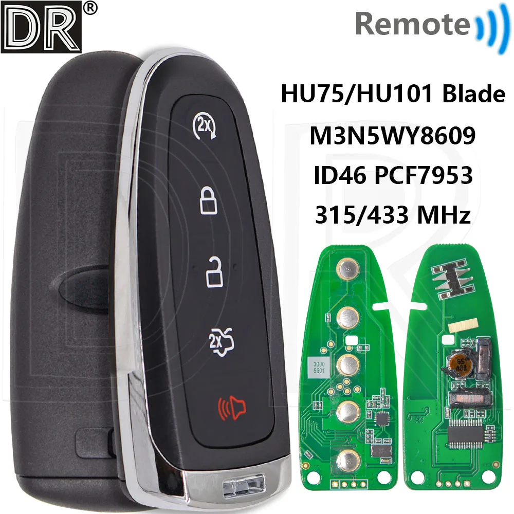 

Отличный ID46 PCF7953 чип 315/433 МГц M3N5WY8609 автомобильный ключ для Frod Edge Focus Expedition Escape Flex Taurus Explore 2011-2018