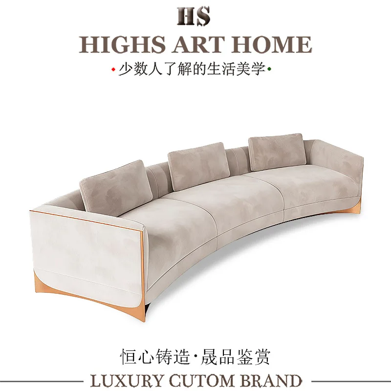 HIGHS high-end creative fabric sofa, villa large flat living room minimalist metal multi-person sofa