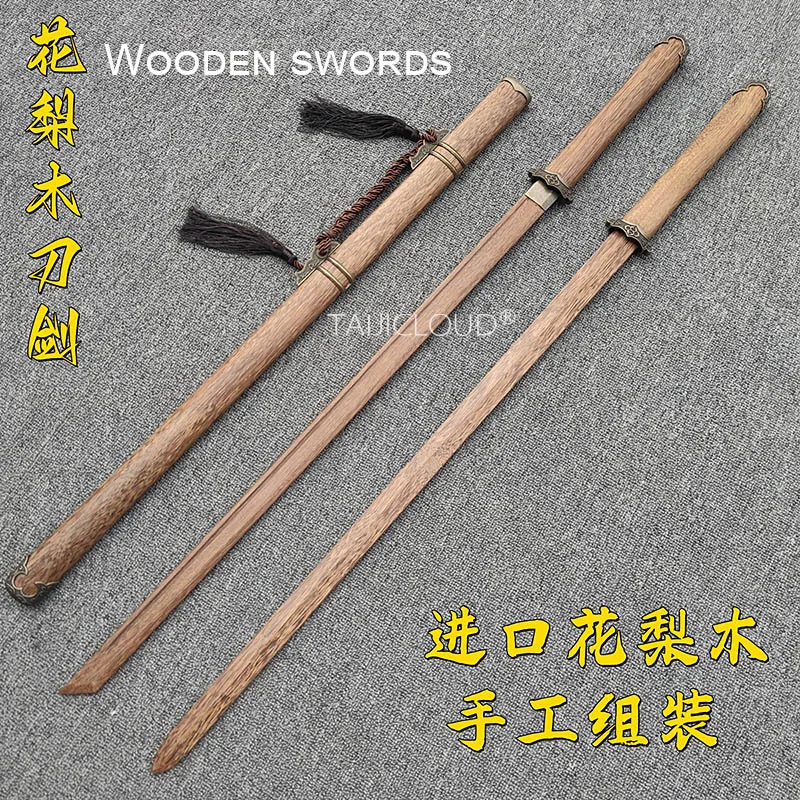 

Wooden Swords Set with Scabbards, Toy Katana & Chinese Tang Sword for Kids Performance Cosplay, Blunt Prop