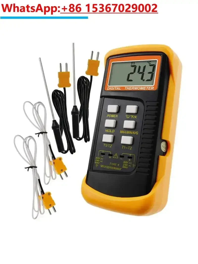 

Multi probe thermometer, double K-wire, bimetallic thermocouple thermometer, contact type