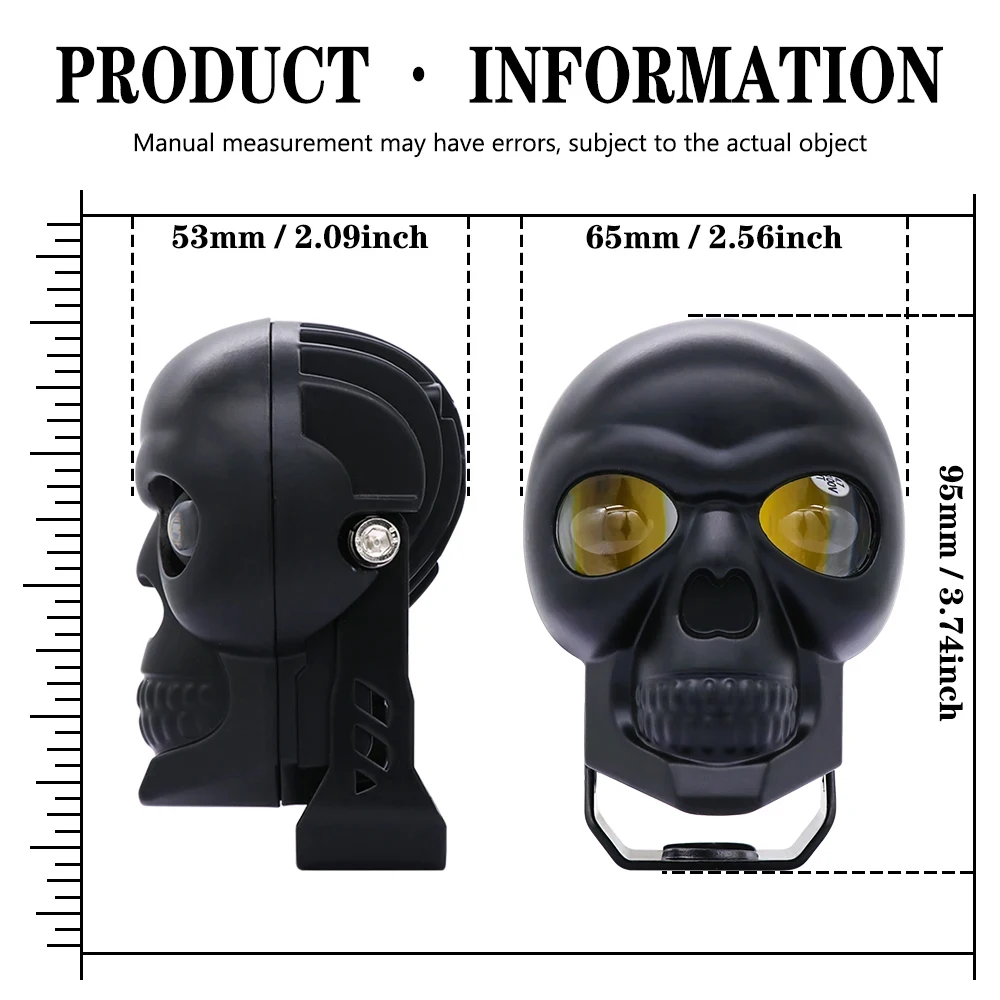 Motorcycle LED Skull Shape Waterproof Headlight Lamp Fog Light Electric Vehicle Projector Lens Spotlight For Moto High Quality