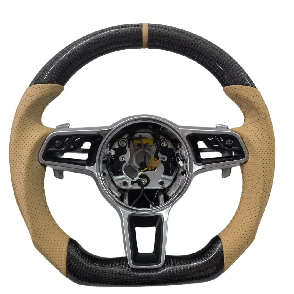 Volante de fibra de carbono para Porsche Panamera Cayenne Macan 718 911 Gt3 991 992 987 958, accesorios de modificación de coche