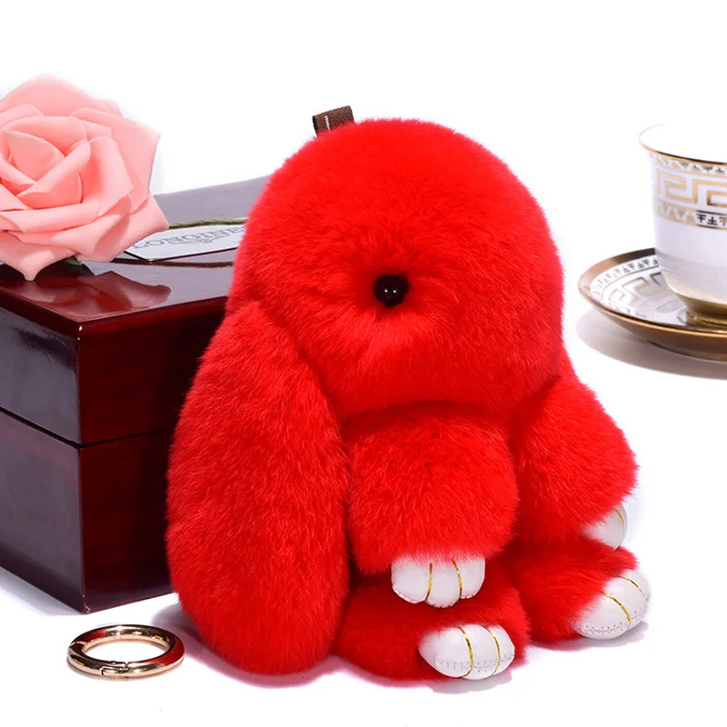 Leuke Pluff Bunny Sleutelhanger Vrouwen Bont Pom Pom Engel Konijn Sleutelhanger Haas Pluche Poppen Speelgoed Meisjes Tas Autosleutel Hanger Kinderen Kerstcadeau