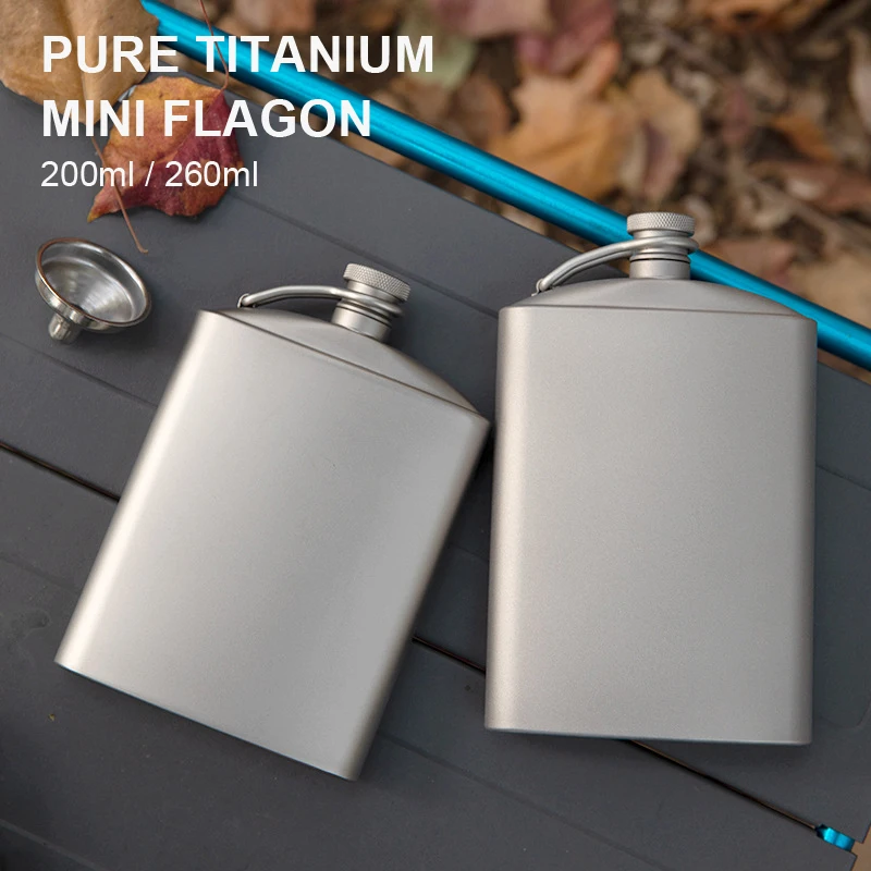 Pure Titanium Mini Pocket Flagon, Healthy And Lightweight, Portable Outdoor Picnic Camping Travel Flat Water Kettle,A1367