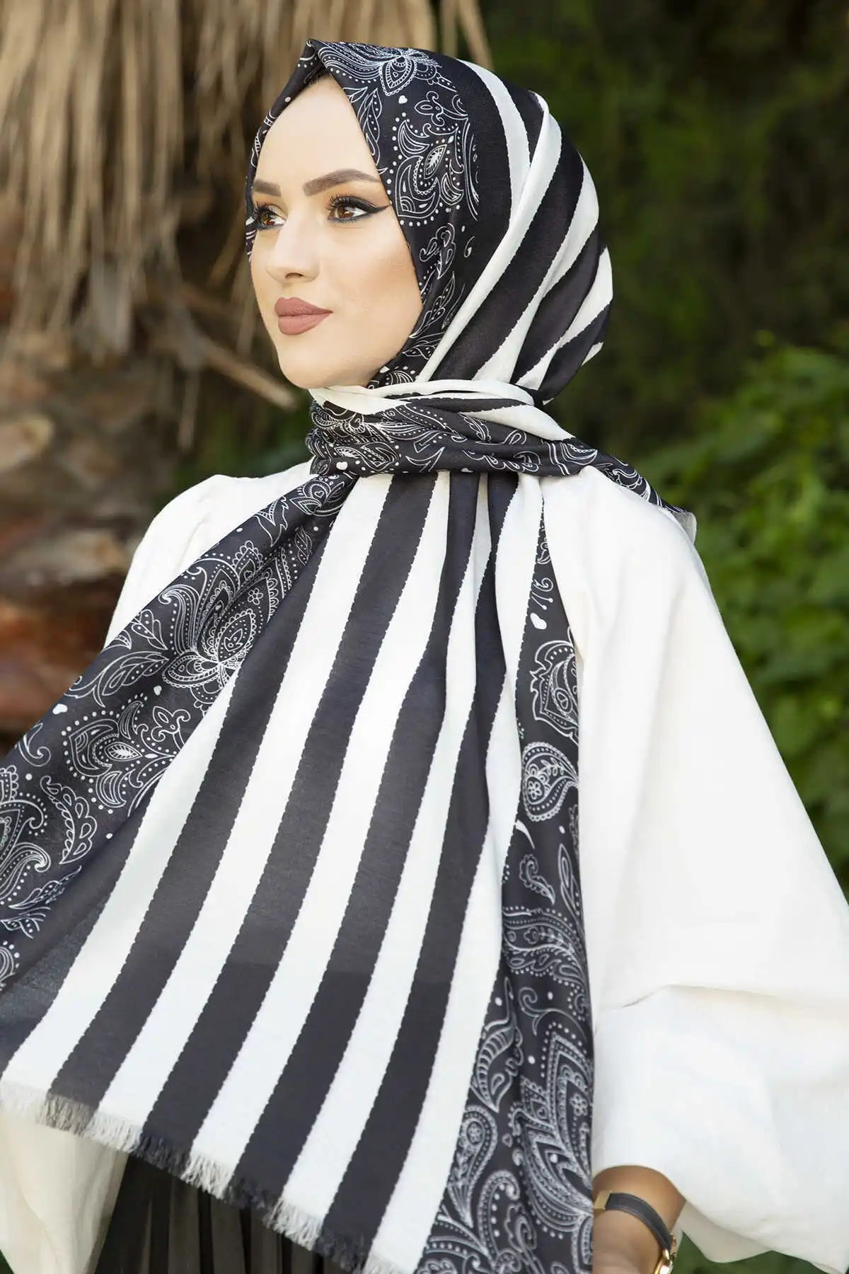 Cotton Pattern Shawl E-Winter Autumn 2021 Muslim Women Hijab headscarf islamic Turkey