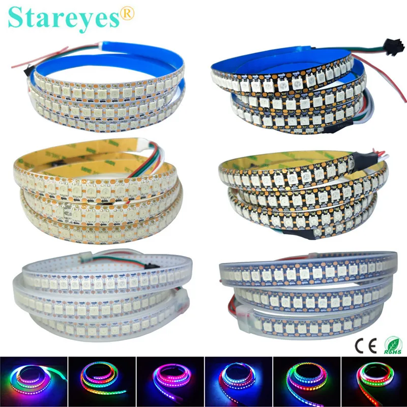 1 sztuka magiczny kolor SMD 5050 1m WS2812B DC5V 144 led/m listwy RGB LED indywidualnie adresowalny cyfrowy IC taśma LED sznur oświetleniowy