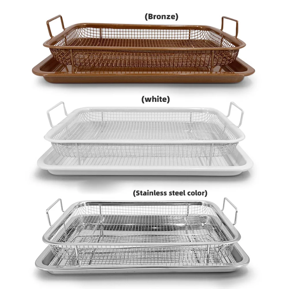 

Copper Baking Tray Oil Frying Baking Pan Heat-resistance Square Chips Fry Baskets For Oven Air Fryer BBQ Non-stick Chips Basket