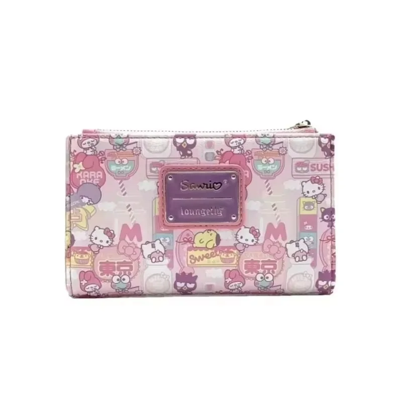 มาใหม่ Sanrio Hello Kitty กระเป๋าคลัทช์กระเป๋าสตางค์ผู้หญิงกระเป๋าผู้ใหญ่ของขวัญวันเกิดกระเป๋าคู่พับสีชมพู Holiday Xmas ของขวัญ