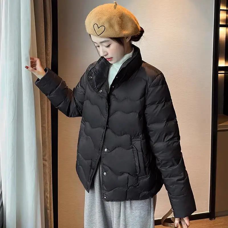 Women's ort down Jaet Du Feather New Stand Collar Winter Faion Slimming Warm Personali Outerwear Single Button