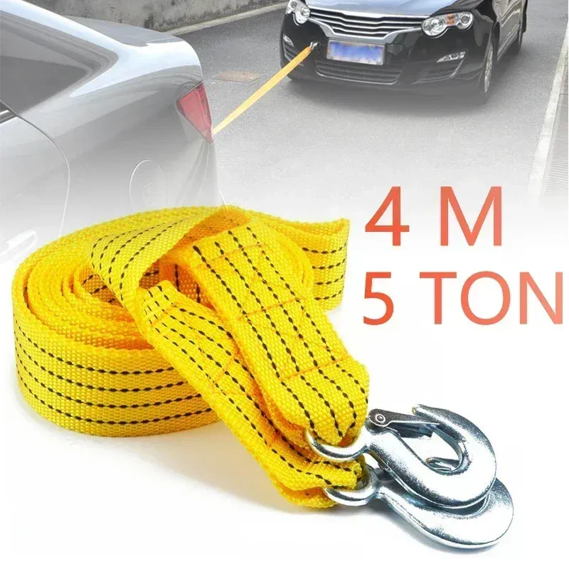  3/4M Car Tow Cable Heavy Duty 5 Ton Trailer Rope Towing Pull Rope Strap Hooks Van Road Recovery Car Accessories Towing Strap Car 