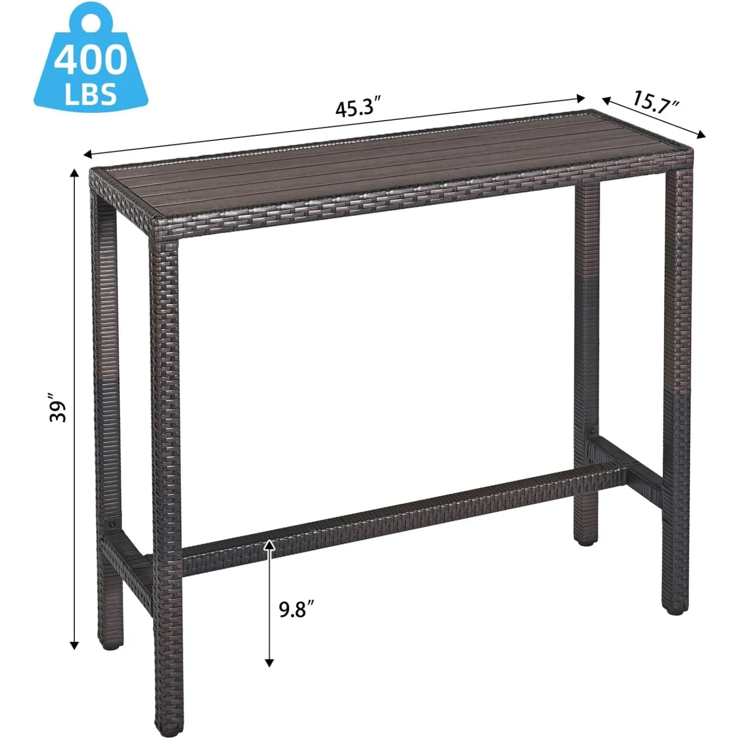 Outdoor Bar Patio Counter Height Table 45