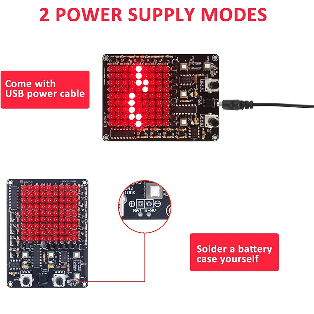 DIY LED Electronic Kit CHA-81 DC4.5-9V LED Tracking Light Game Soldering Project Practice Follow Spot USB/Battery Power Supply