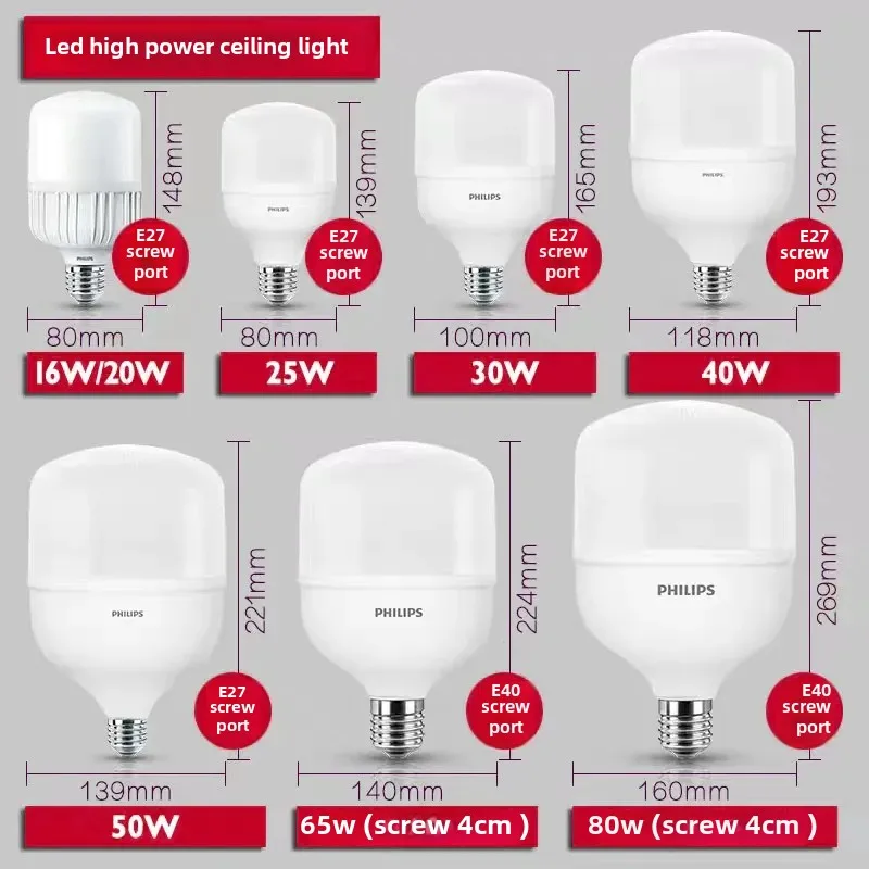 High Power LED Bulb E27 E40 24W 40W 50W 65W 80W With Screw Socket Sharp Brand Chinese Made Lighting Lamp Tube