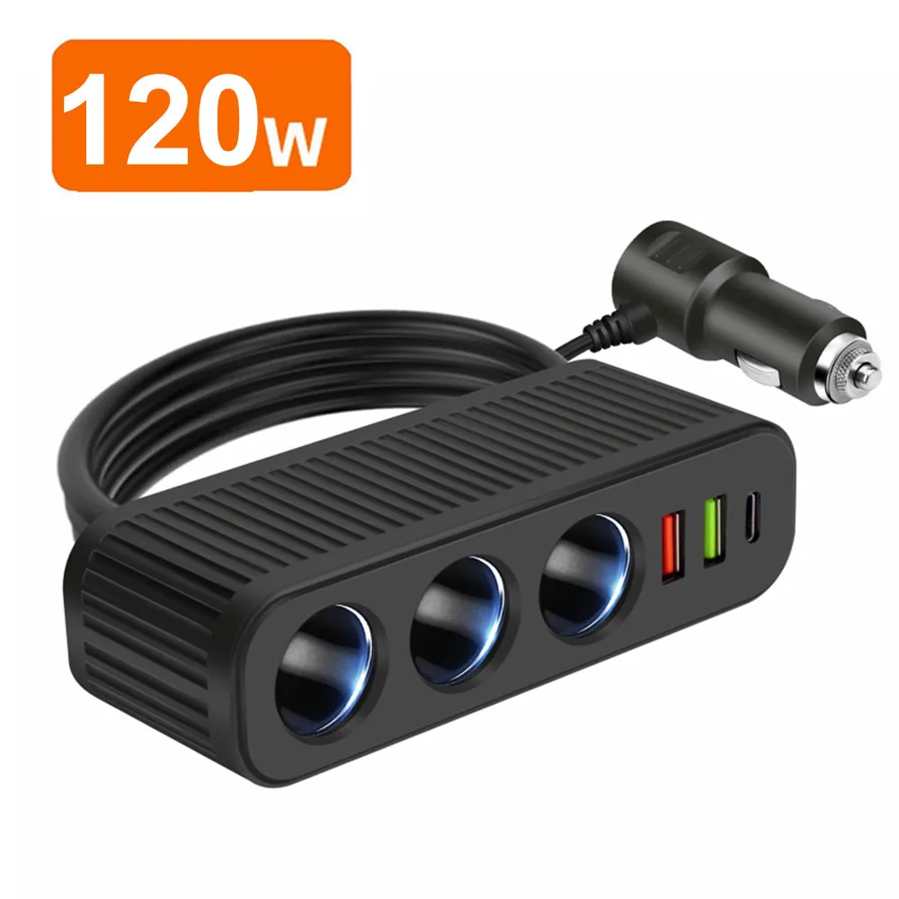 228W 9 in 1 Auto Snellader Adapter Lading Onafhankelijke Schakelaars DC Sigarettenuitgang PD 3 Socket Sigarettenaansteker splitter