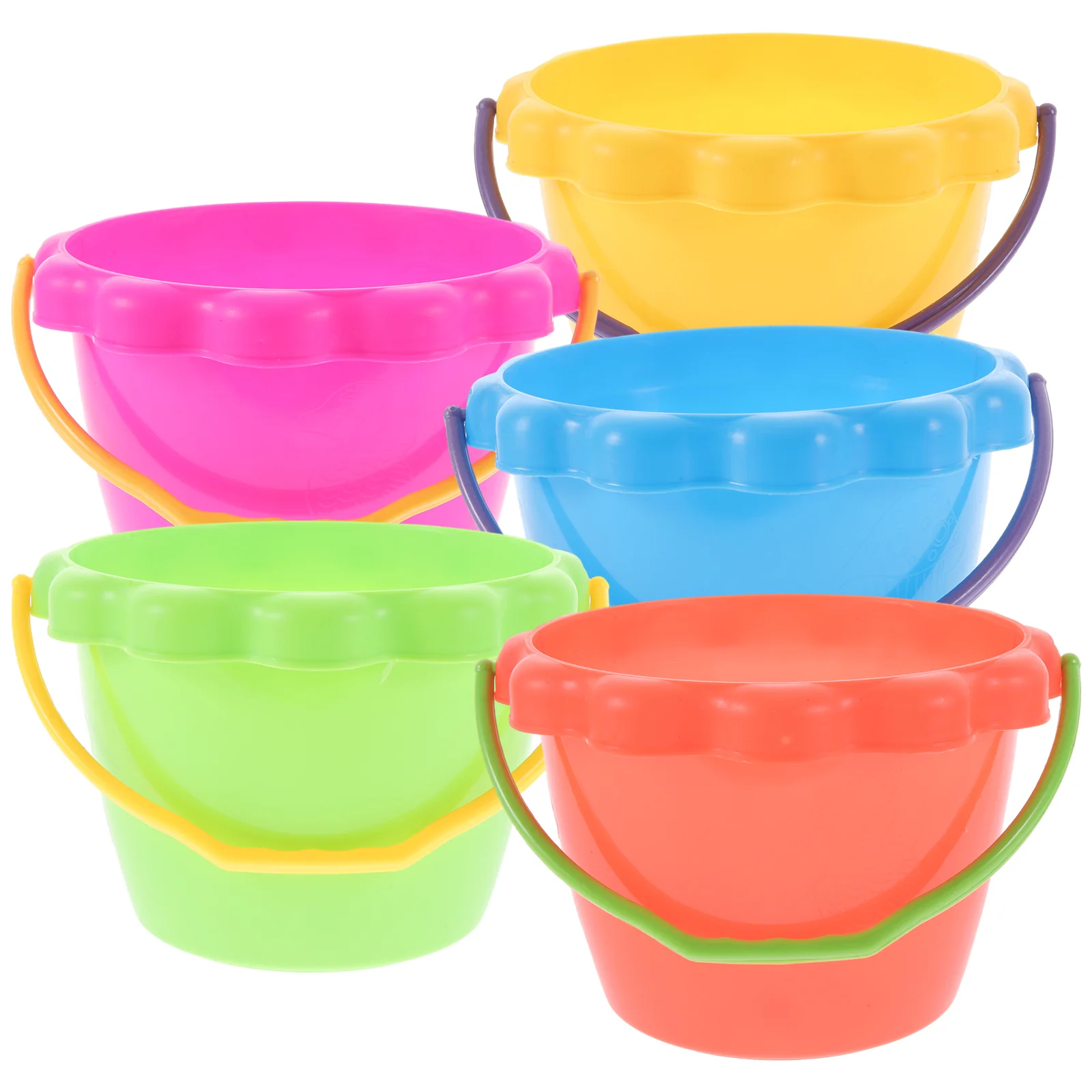 

5 Pcs Sand Water Bucket Playthings Buckets Colorful Beach Bucket Toys for Children Outdoor Play Smooth Edges Safe Fun