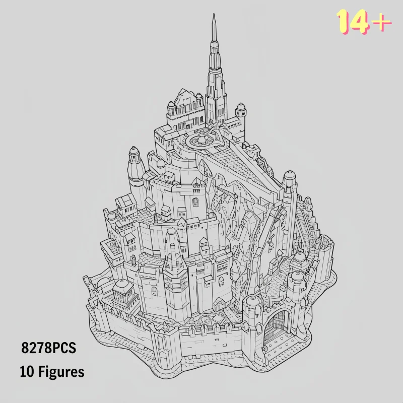 2026 New 8278PCS Multi-Layer White Color Castle 3D Architecture Building Blocks Model Toy Home Decor Ornament For Adults
