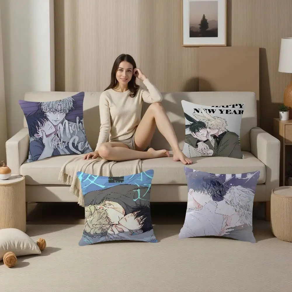 أنيمي منخفضة المد في الشفق وسادة غطاء الوسادة المخدة غرفة المعيشة أريكة ديكور المنزل حسب الطلب