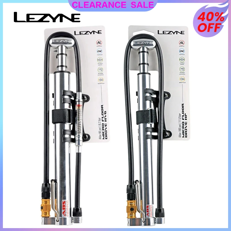 LEZYNE Bicycle Pump Floor-Standing Portable 90/160psi Pump Micro Floor Drive Presta/Schrader HP/HV MTB Road Bike Tire Inflator