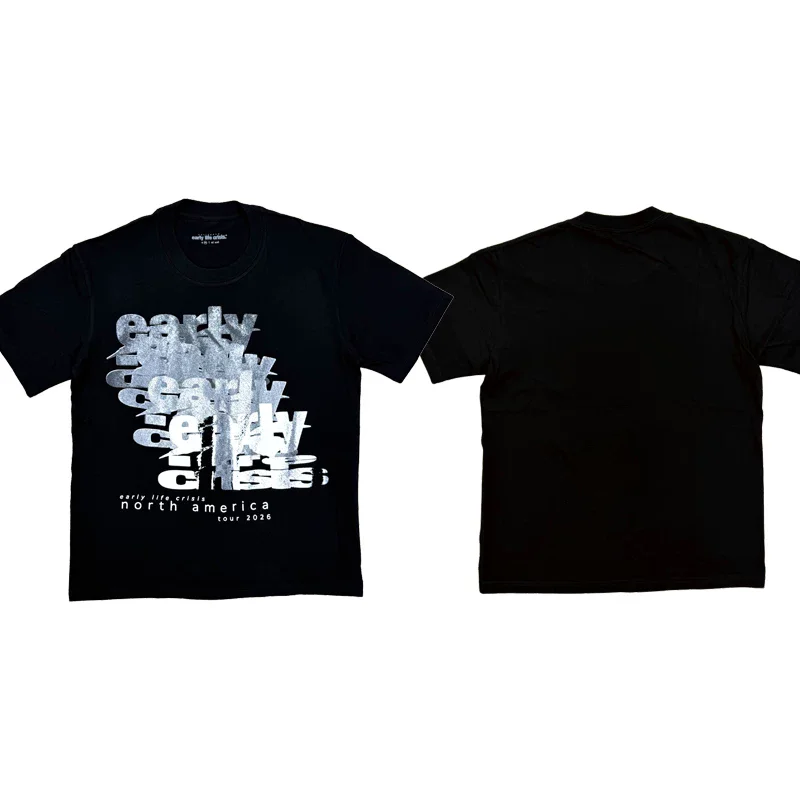 New Men Early Life Crisis North America Merch T Shirts T-Shirt Hip Hop Skateboard Street Cotton T-Shirts Tee Top US size E11