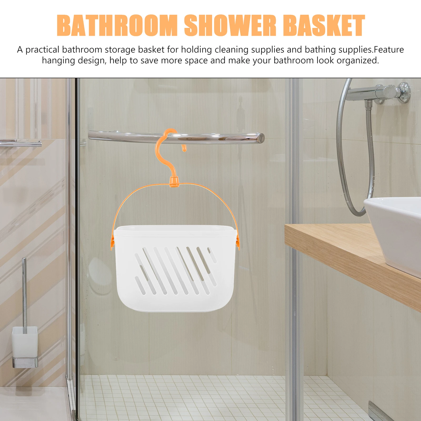 

Plastic Storage Basket Hanging Wall Organizer For Bathroom Shower Cleaning Supplies Holder Portable Tote Towels Toiletries