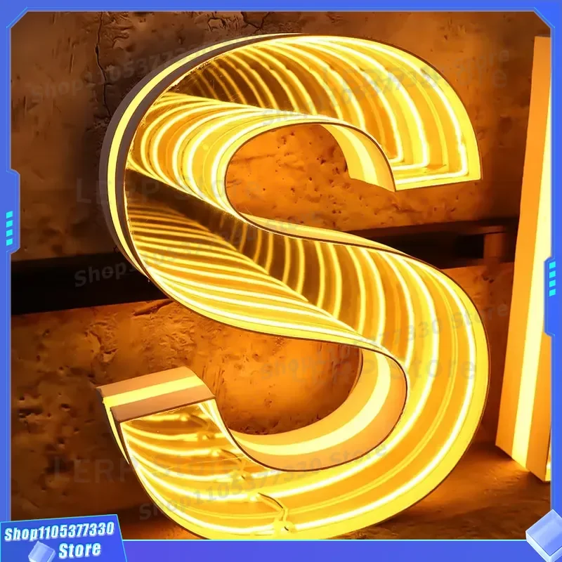 Custom Acrylic Neon Sign Multi Layer Mirror Logo Light Deep Valley Mini Letter Decor for Salon Furniture Wall Art Display