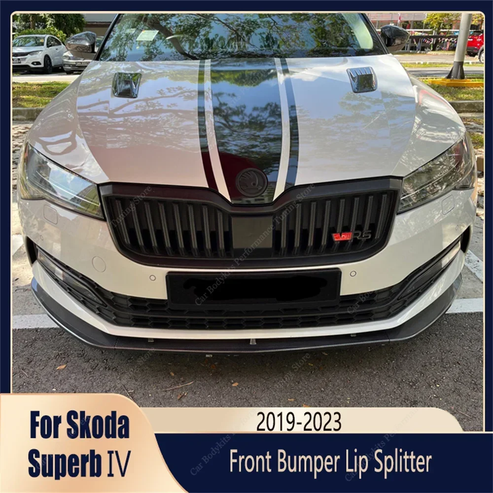 

For Skoda Superb B8 B8.5 3Pcs Front Bumper Lip Spoiler Splitter Superb 3V TSI TDI 2019-2023 Diffuser Retroft Bodykits Tuning