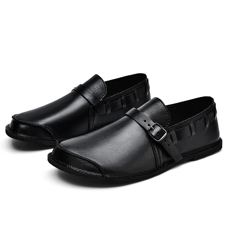 Fashionable Non-slip Casual Men's Shoes 2024 Spring New Solid Color Large Size 38-47 Men's Shoes Retro Versatile Slip-on Shoes