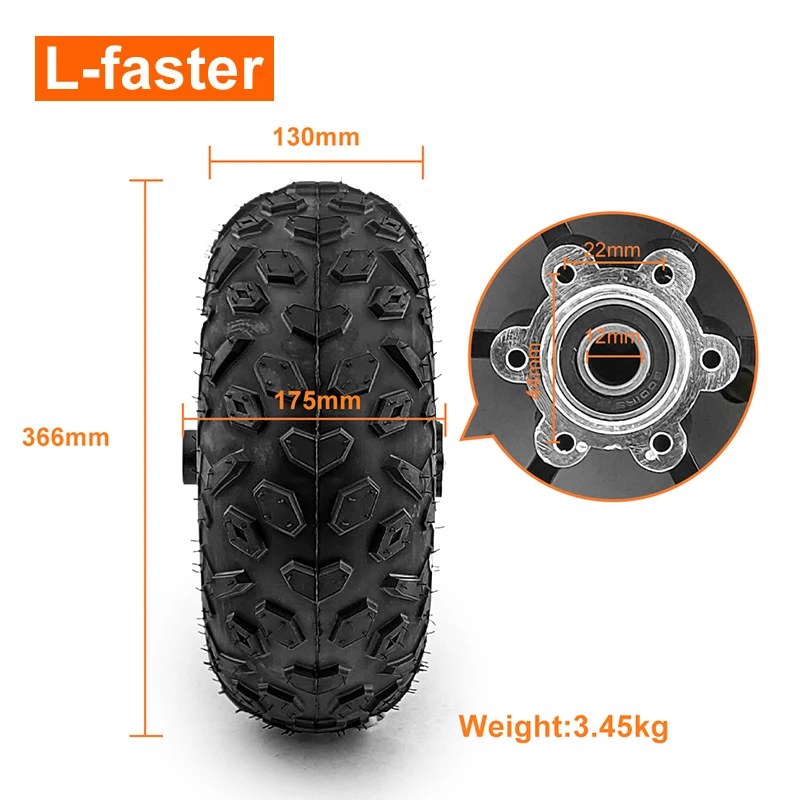Dual-Geared Motor Chain Drive Kit for Sand Beach, Electric Trolley, Handcart, 700W, 14.5 in Fat Wheel