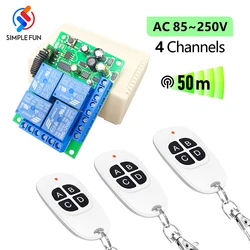 RF 433MHz Wireless Remote Control Switch AC110V 220V 10A 4 Channels Relay Receiver Module for Gate Garage Door LED Bulb Motor