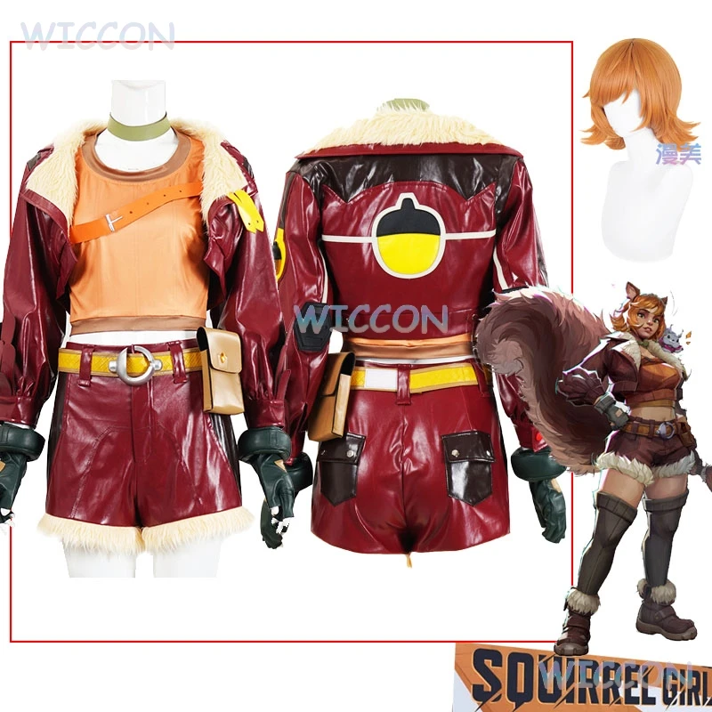 

MV Rivals Squirrel Girl Cosplay Doreen Allene Green Cosplay Costume Women Coat Shorts Roleplay Halloween Super Hero XXXL