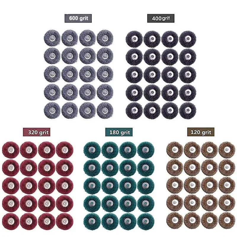 Mini Escova De Lixamento De Pano, Cabeça De Moagem De Nylon Com Alça, Cabeça De Polimento De Fibra, Roda De Polimento, Ferramentas Rotativas, Acessórios, 50Pcs
