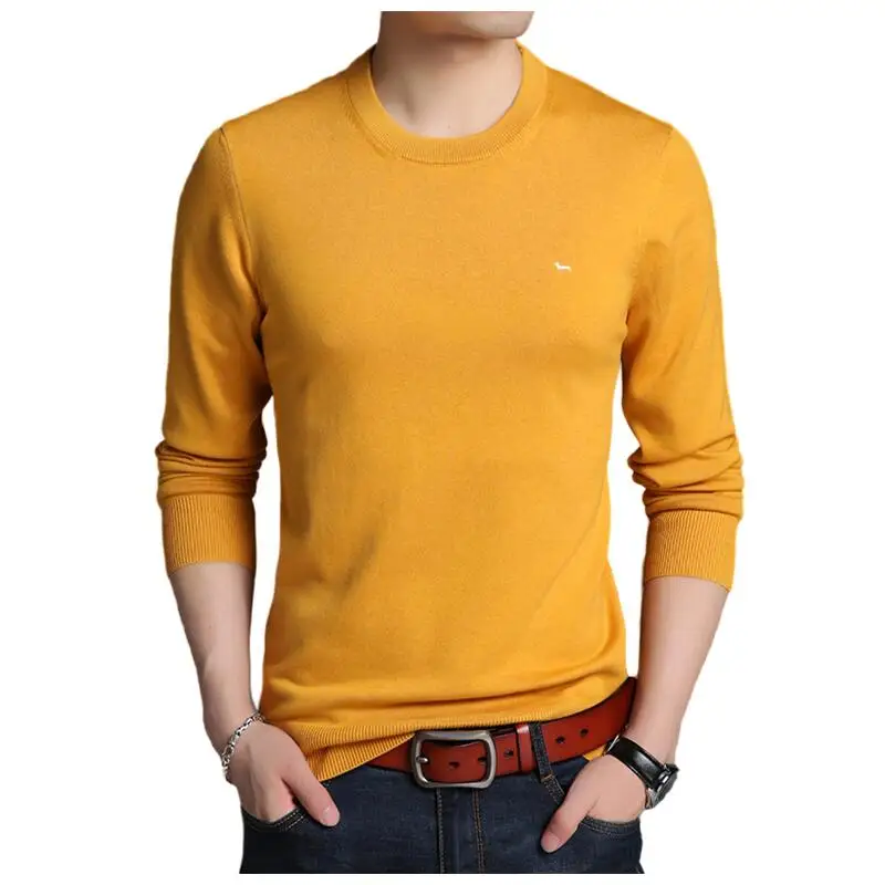 New Men Autumn Spring Casual Knitted Polos Sweater Pullovers Keep Warm Harmont Embroidery 100%Cotton Blaine Asia Size Sweaters