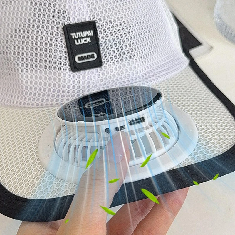 Summer Baseball Cap with Solar Fan Summer UV Protection Wide Brim Sun Hat Mesh Beach Hats Solar Powered USB Charging
