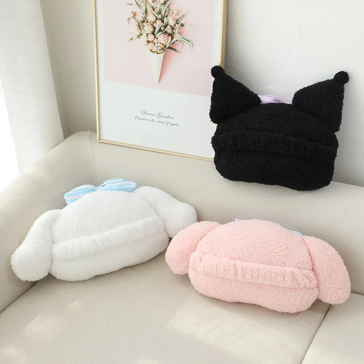 Sanrio Cute Kuromi Cinnamoroll Back Cushion Headrest Car Seat Chair Lumbar Support Cushion Throw Pillow Home Decor Gifts Girl