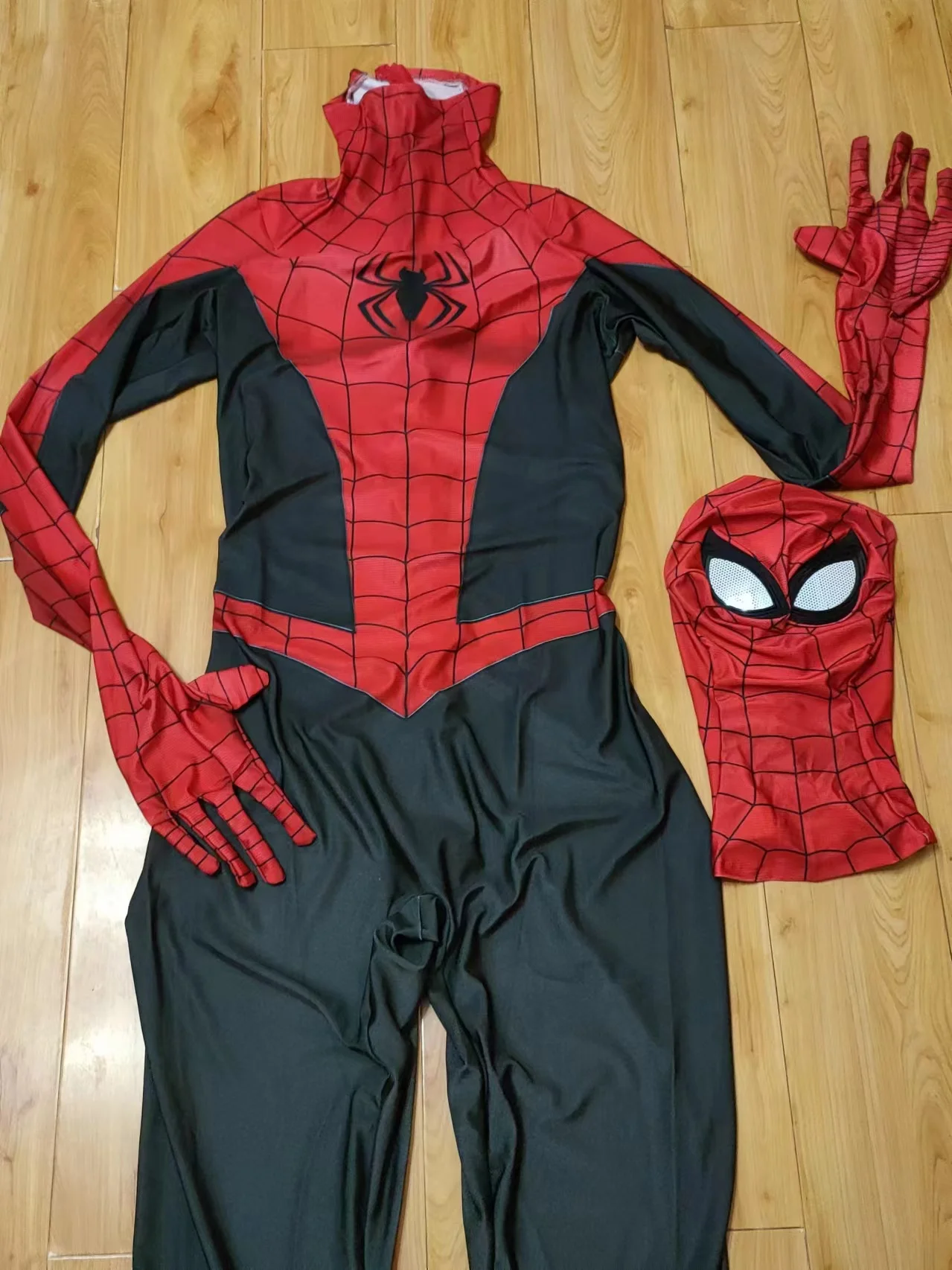 Czarny PS4 Peter Parker Spiderman przebranie na karnawał Zentai superbohater Spandex kombinezon Spiderman strój Halloween Custome dla dorosłych