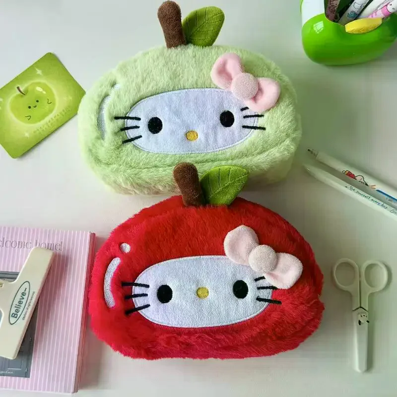 귀여운 헬로키티 플러시 필통 만화 메이크업 가방 대용량 문구류 화장품 필통 보관 가방 선물