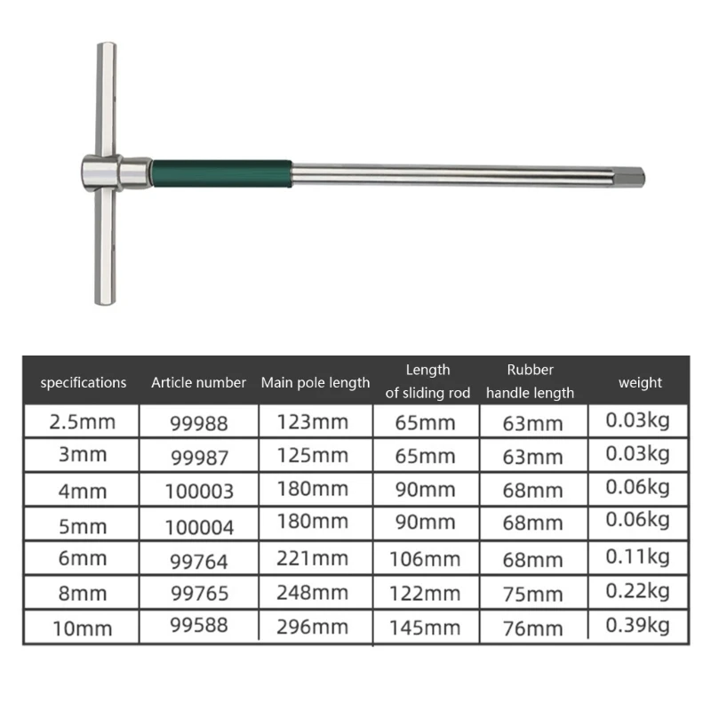 Imagem -06 - Chave de Fenda Torx em Forma de t Chave Sextavada Allen Chave Inglesa Cromada Ferramenta Manual em Forma de t Tomada em t Estendida 2.5 mm mm mm mm
