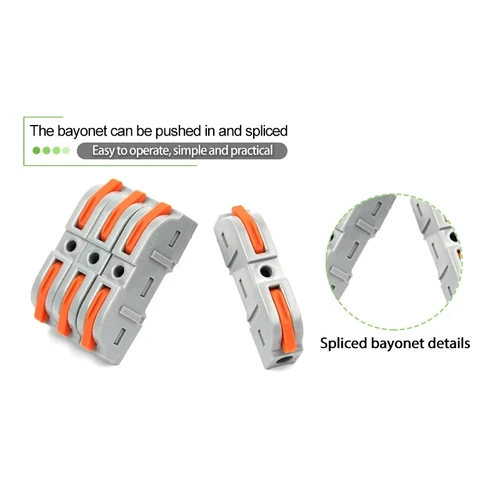 Imagen 2 del producto Conector de cable compacto Universal, palanca de empuje, bloque de terminales de empalme de resorte para cableado de iluminación Led eléctrico doméstico, 25 uds.