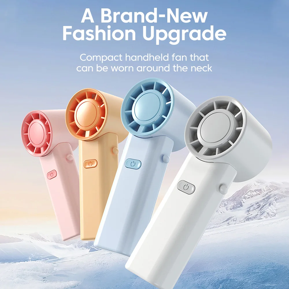 Mini Portable USB Charging Handheld Fan Foldable 3-speeds Adjustable Neck Hanging Handheld Desktop Lightweight Outdoor Small Fan