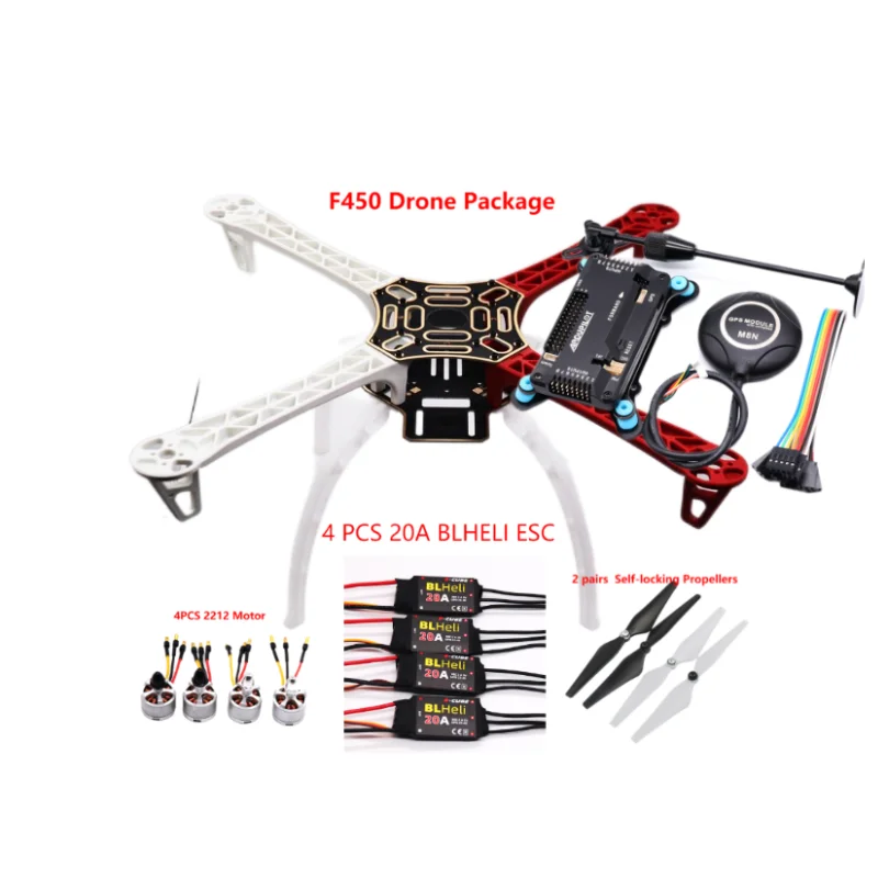 F450 Drone Kit With 450 Frame For APM2.8+M8N GPS+ Shock absorber +GPS stand  With Landing Gear