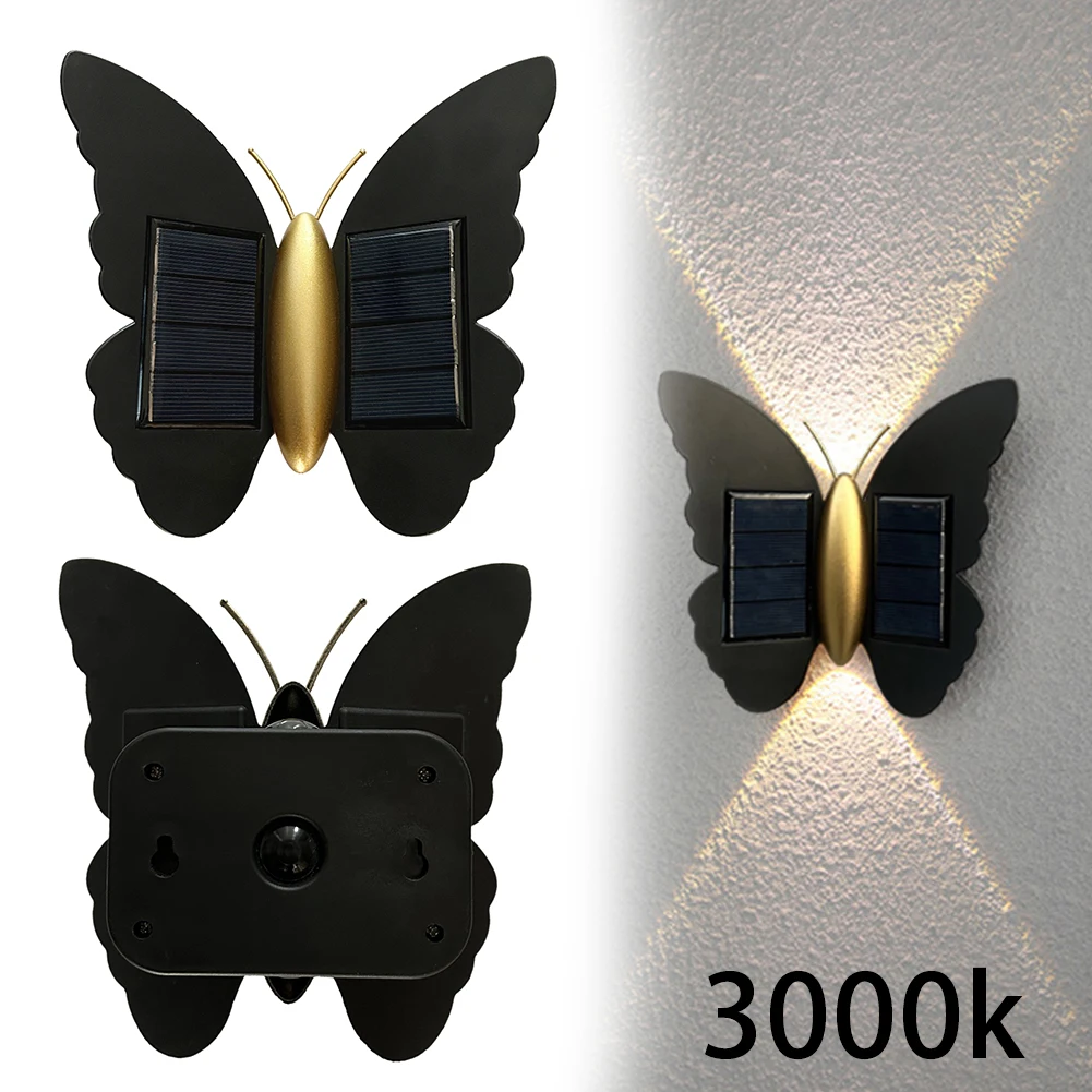 Butterfly Solar Wall Light Outdoor Wall Lantern Motion Sensor LED Induction Lamp Decorative Porch Light for Garden Yard Hallway