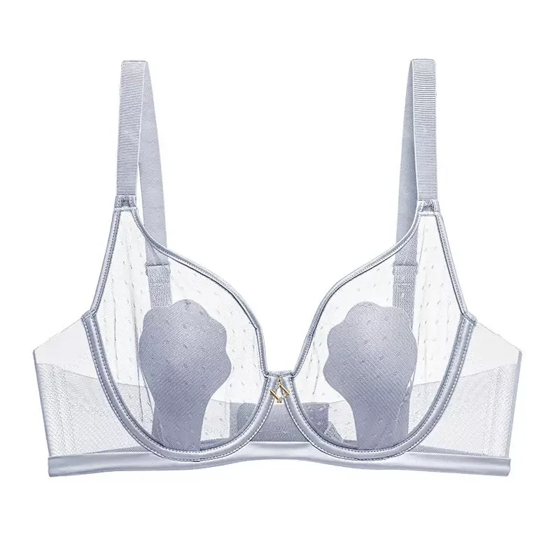 Women\'s Ultra-Thin Cat Claw Cup Bra Sexy Pure Desire French Style Soft Steel Ring Anti-Sagging Underwear for Large Chest
