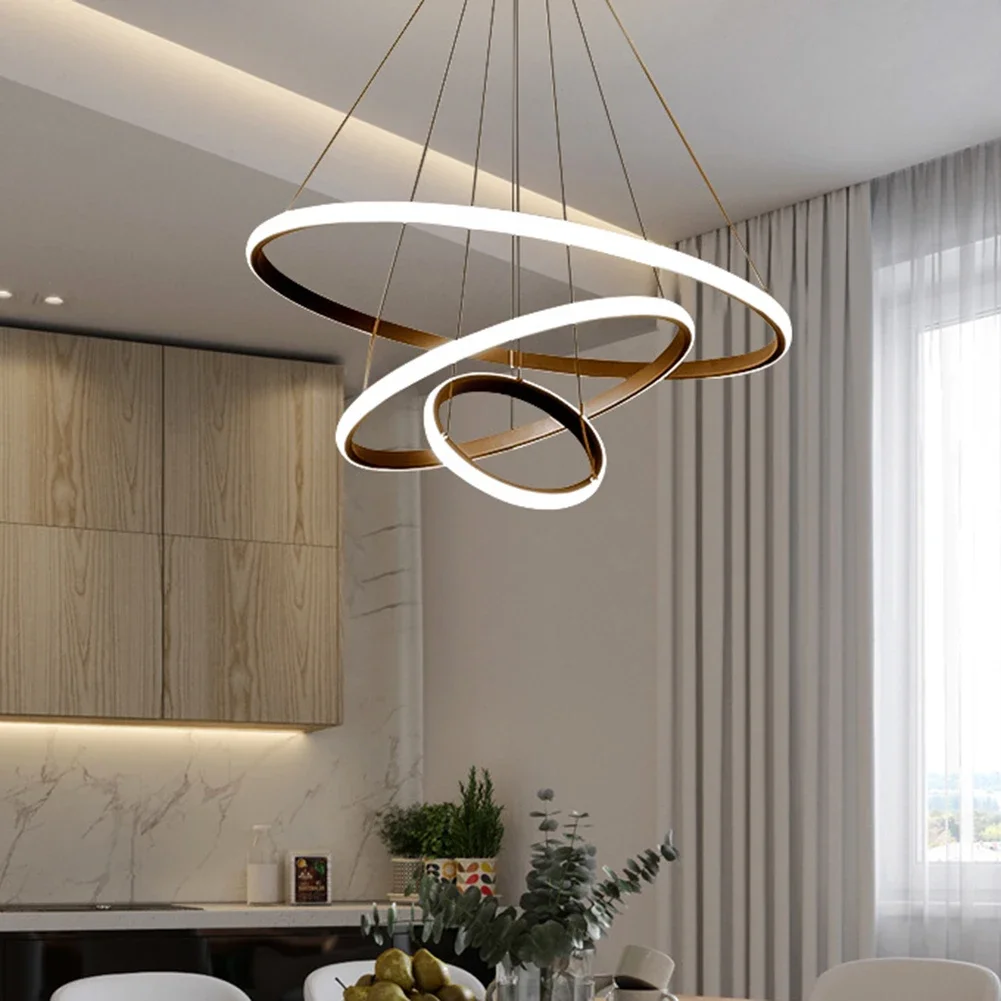 Warm Light LED Pendant Chandelier Adjustable Indoor Lighting High Brightness Decor Ornament for Dining Bar Living Room Shop