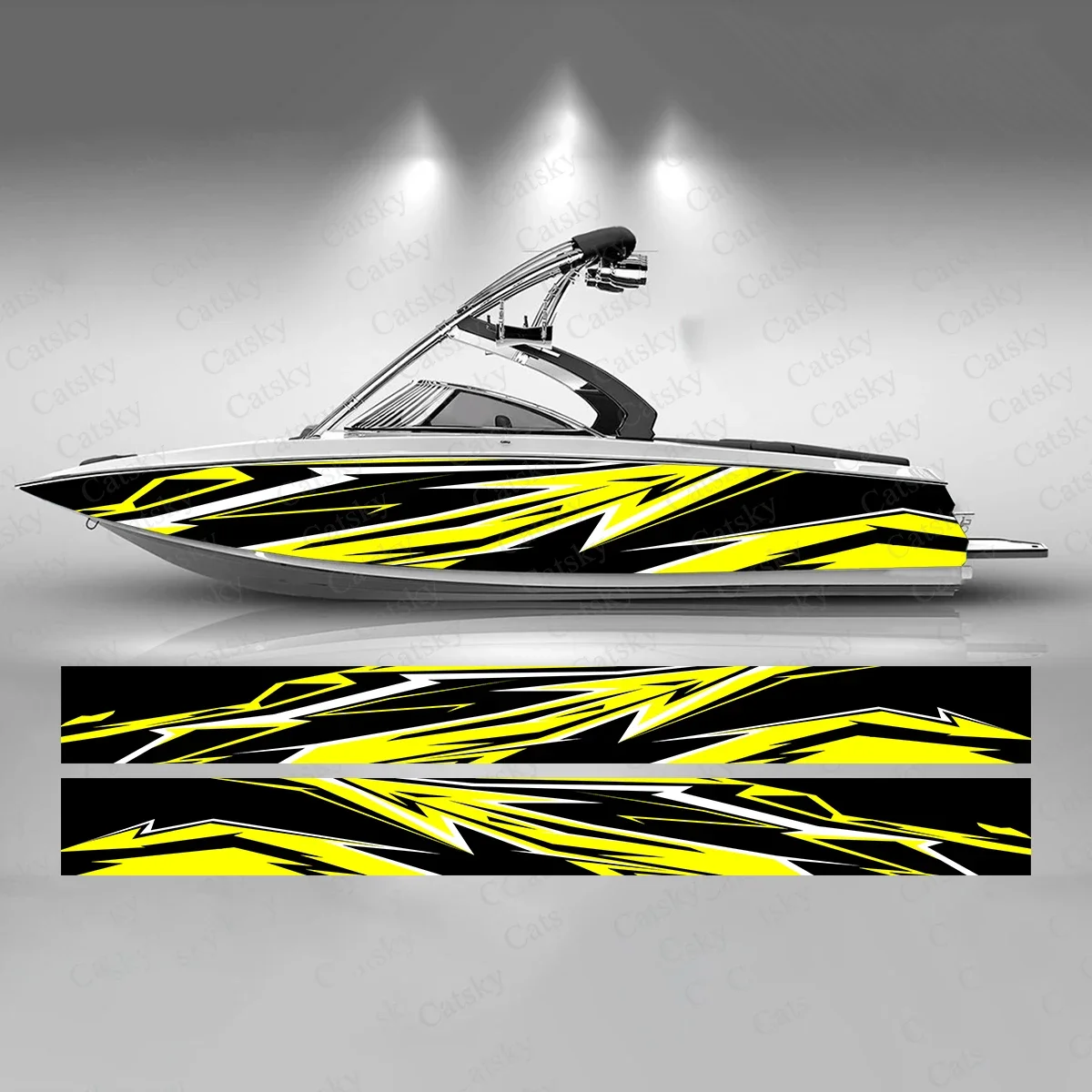 Abstract Green Lightning Boat Sticker Fashion Custom Fish Boat-Sticker Vinyl Waterproof Boat Wrap Graphic Boat Wrap Decal