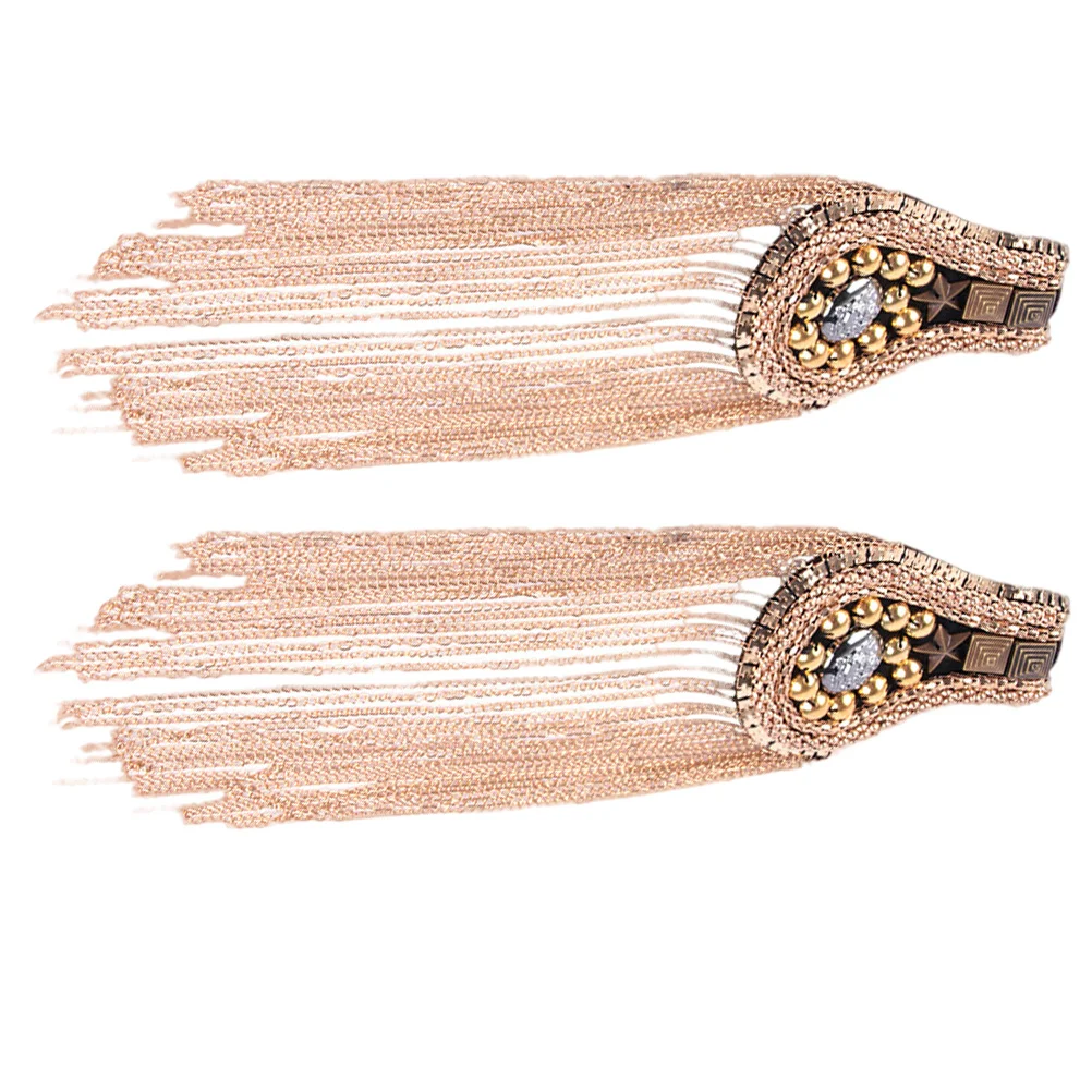 

2 PCS Shoes and Hats All-match Fashion Brooch Small Suit Tassel Epaulettes Fringe Shoulder Epaulets Decor Accessories Decorate