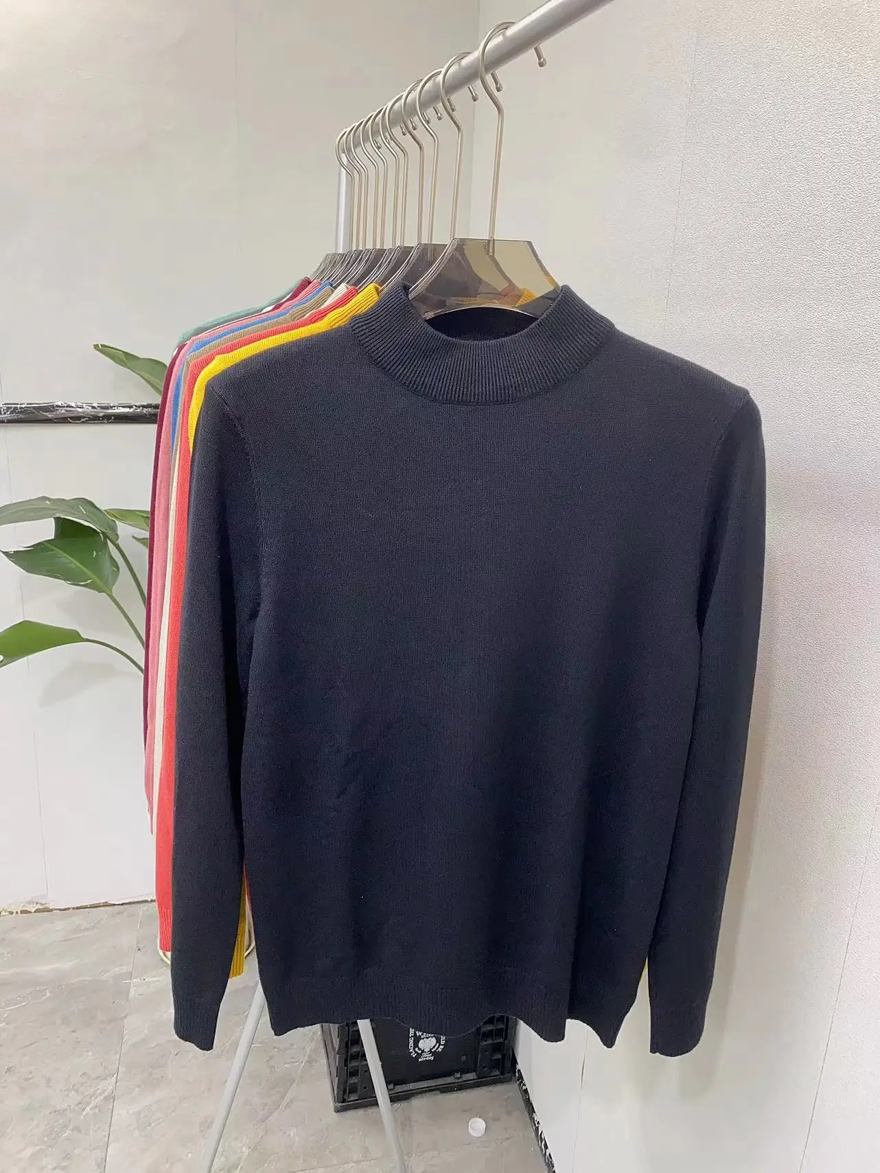 

Men's round Ne Knitted Long Sve Sweater Winter New Sle Slim Fit Color Base Layer irt Versatile Wool Blend T-irt