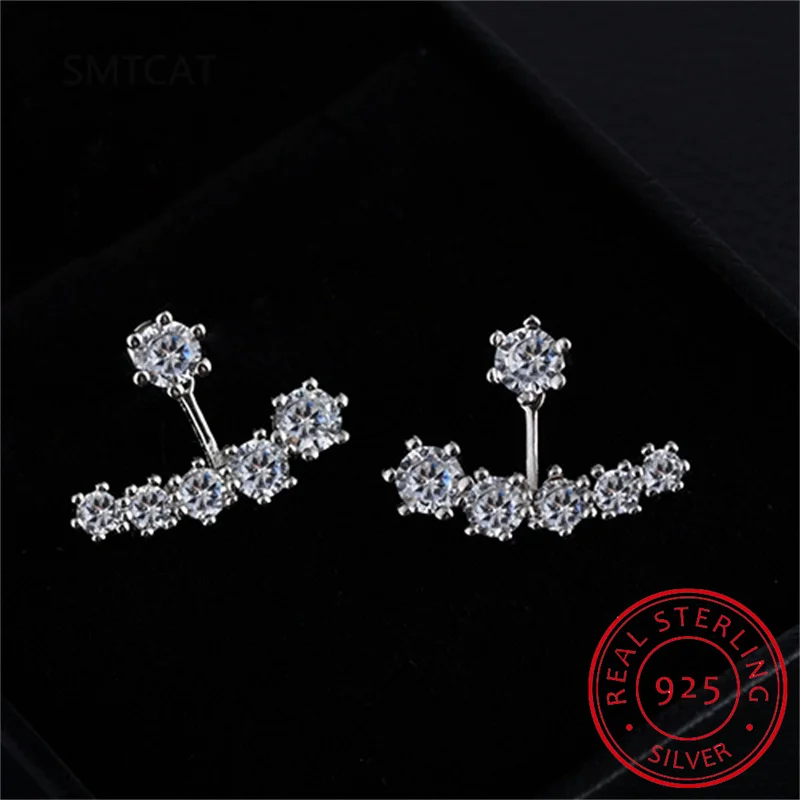 

Full Moissanite Earring for Women 925 Sterling Silver Stud Earring Double Sided Wearing Ear Wedding Jewelry Gift