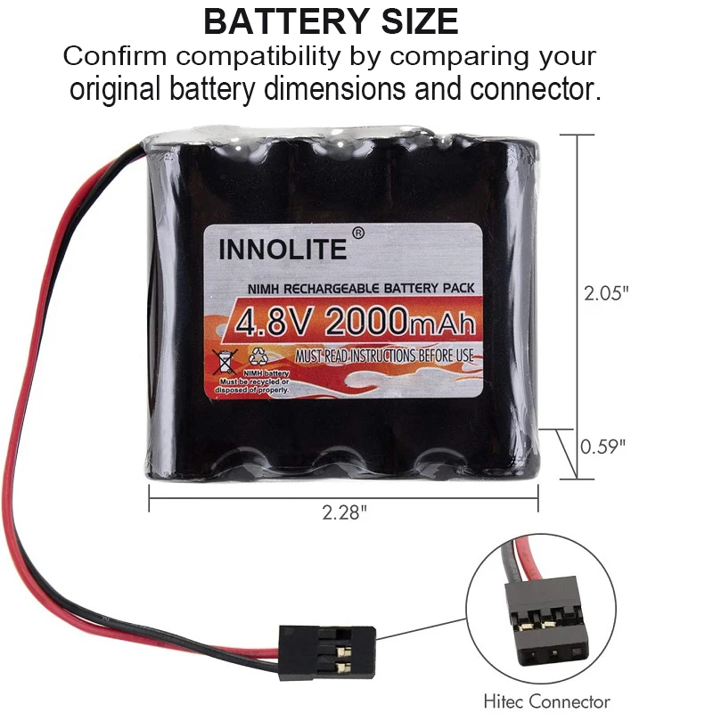 Akumulator o dużej pojemności 4.8V ze złączami Hitec działa dla popularnych modeli samolotów RC i odbiorników śmigłowców RC