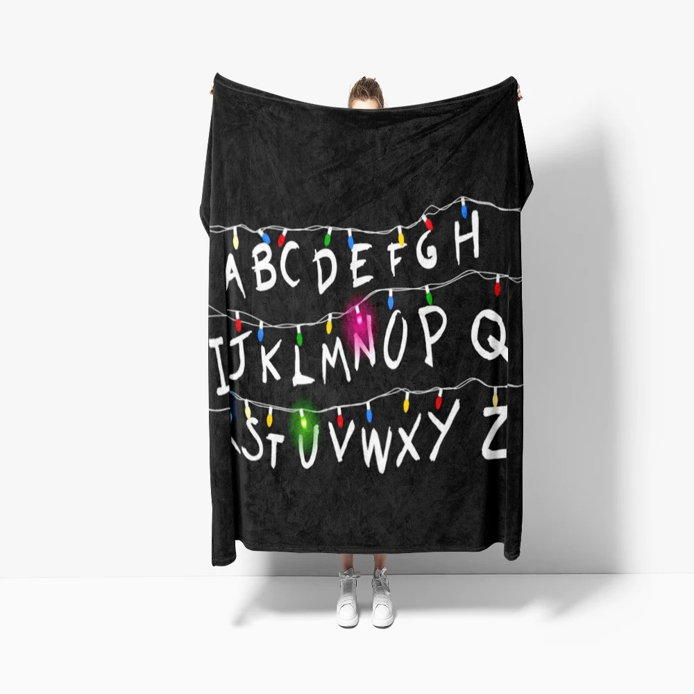 SSStranger Things Alphabet Flannel Throw Blanket,Bed Home Office Nap Blanket Travel,Camping,Picnic Blanket Soft Decor